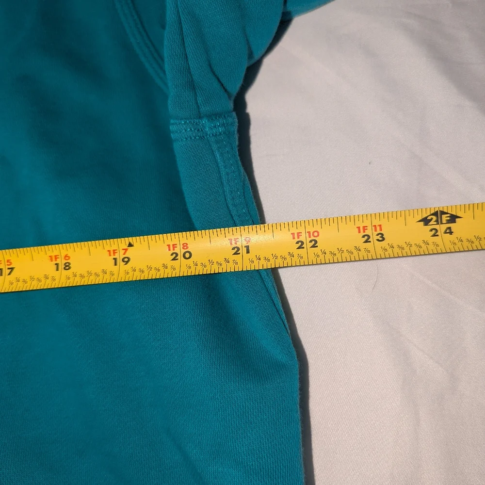 Vintage 80s Nike Women's Large Center Swoosh Green Long Sleeve Hoodie Sweatshirt